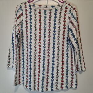 Charter Club Floral Boat Neck Top Size Large Petite